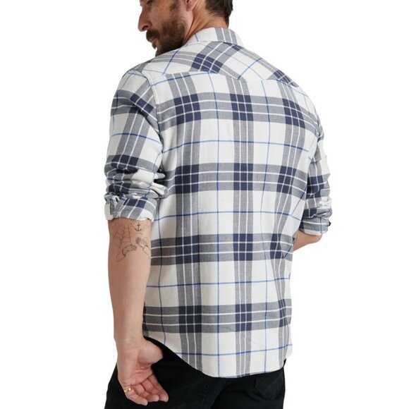 Lucky Brand Saturday Stretch Blue Gray Snap Western Flannel Shirt 2022 Size XL - Picture 10 of 11